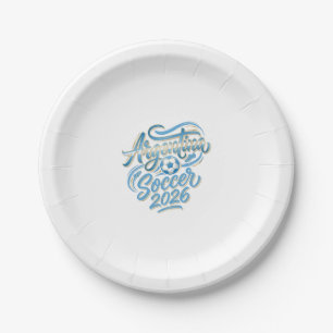 Argentina Soccer 2026 Soccer Bold Country Typograp Paper Plate