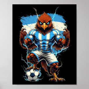 Argentina Soccer Fan Flag Vintage Pride Animal Bir Poster