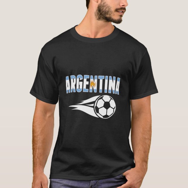 Argentina Soccer Fans Jersey Argentinian Flag Foot T-Shirt (Front)