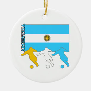 Argentina Soccer Players Ceramic Tree Decoration