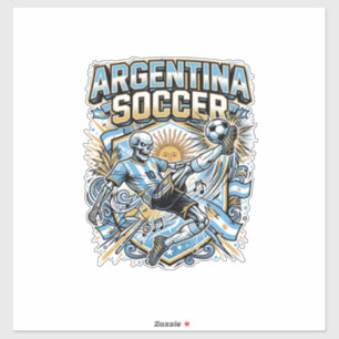 Argentina Soccer Skeleton Striker Nations Poster S
