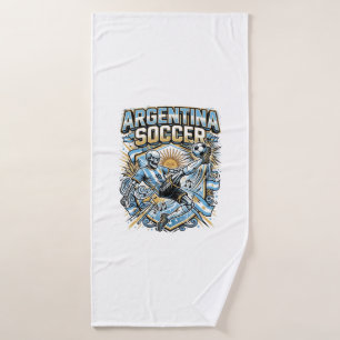 Argentina Soccer Skeleton Striker Nations Poster S Bath Towel