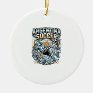 Argentina Soccer Skeleton Striker Nations Poster S Ceramic Ornament