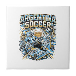 Argentina Soccer Skeleton Striker Nations Poster S Ceramic Tile