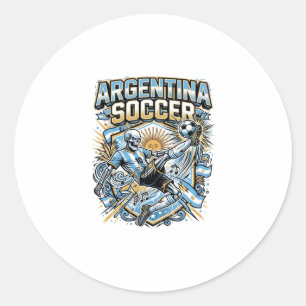 Argentina Soccer Skeleton Striker Nations Poster S Classic Round Sticker