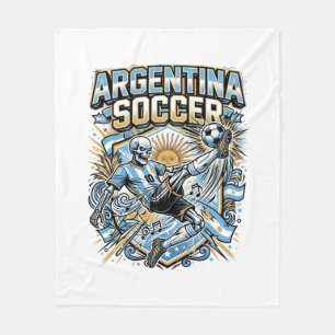 Argentina Soccer Skeleton Striker Nations Poster S Fleece Blanket