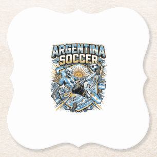 Argentina Soccer Skeleton Striker Nations Poster S Paper Coaster
