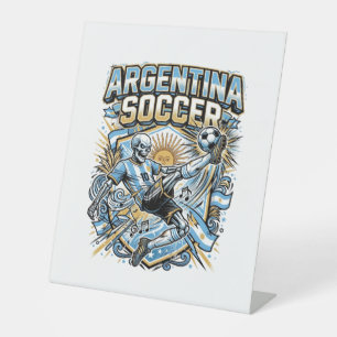 Argentina Soccer Skeleton Striker Nations Poster S Pedestal Sign