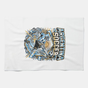 Argentina Soccer Skeleton Striker Nations Poster S Tea Towel