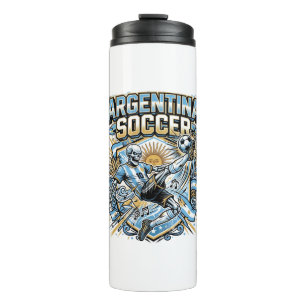 Argentina Soccer Skeleton Striker Nations Poster S Thermal Tumbler
