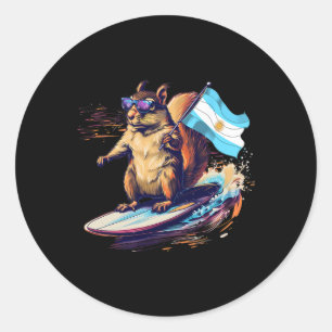 Argentina Squirrel Surfing Argentinian Roots Argen Classic Round Sticker
