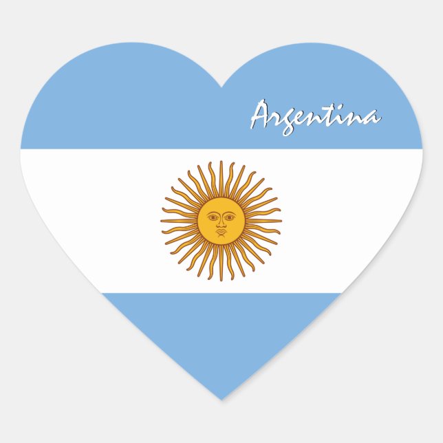 Argentina Sticker, Heart, Patriotic Argentina Flag Heart Sticker (Front)