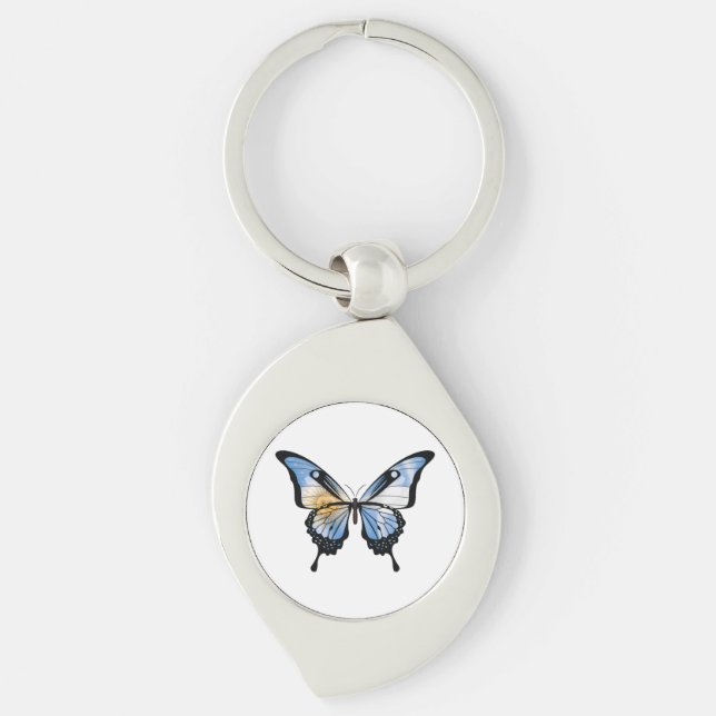 Argentina Swallowtail Butterfly Flag Sticker Key Ring (Front)