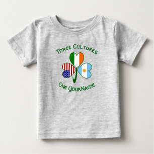 Argentina USA Ireland Flags Shamrock Your Name Baby T-Shirt