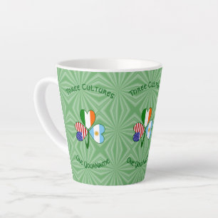 Argentina USA Ireland Flags Shamrock Your Name Latte Mug