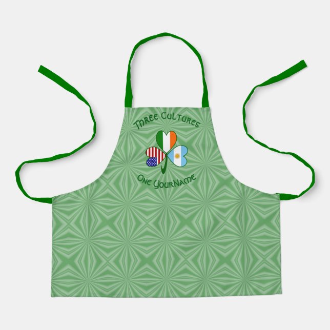 Argentina USA Irish Flag Shamrock Personalised Kid Apron (Front)