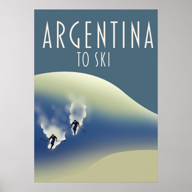 Argentina Vintage style ski poster (Front)