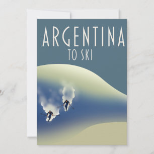 Argentina Vintage style ski poster Magnet Thank You Card