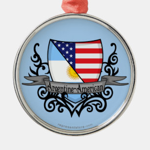 Argentine-American Shield Flag Metal Ornament