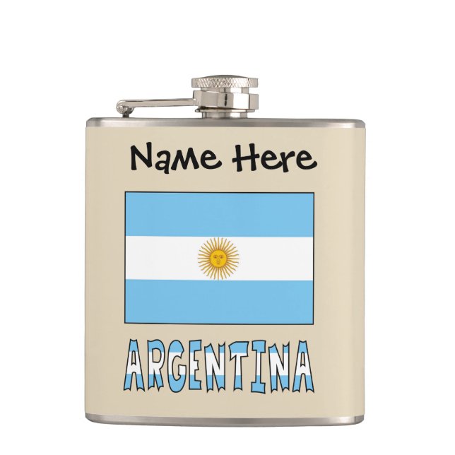 Argentine Argentina Flag Personalised Text  Hip Flask (Front)