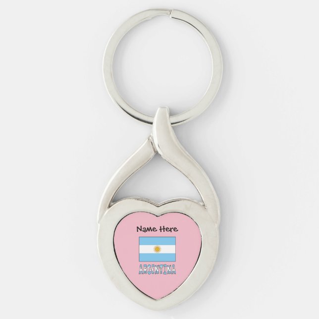 Argentine Argentina Flag Personalised Text  Key Ring (Front)