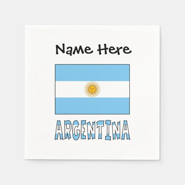 Argentine Argentina Flag Personalised Text  Napkin (Front)