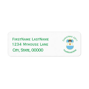Argentine Christmas Angel Flag Personalised Return Address Label