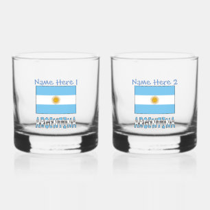 Argentine Flag Argentina Blue Personalisation Whiskey Glass