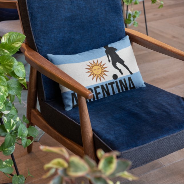 Argentine Flag soccer player uses dot as a ball  Lumbar Cushion (Creator Uploaded)