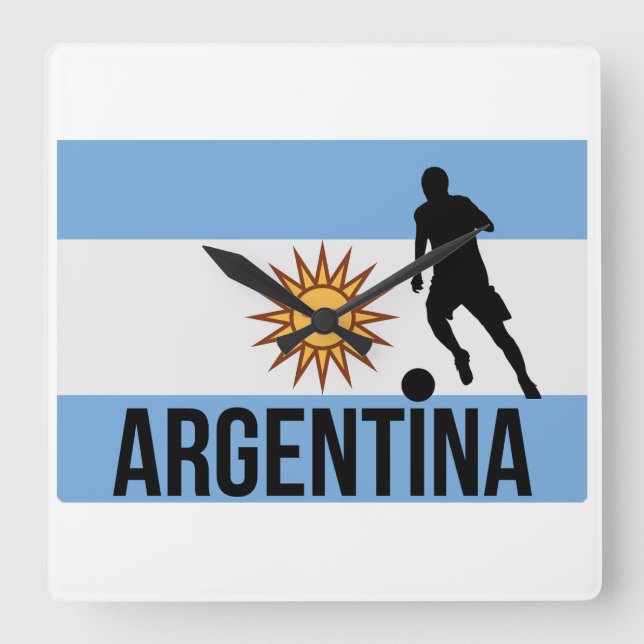 Argentine Flag soccer player uses dot as a ball    Square Wall Clock (Front)