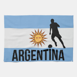Argentine Flag soccer player uses dot as a ball  Tea Towel