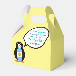 Argentine Flag Talking Ms Penguin Favour Box