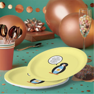 Argentine Flag Talking Ms. Penguin Party Paper Plate