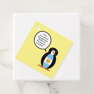 Argentine Flag Talking Ms Penguin Personalised Favour Tags
