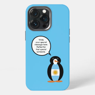 Argentine Flag Talking Ms Penguin Personalised iPhone 13 Pro Case