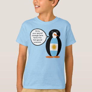 Argentine Flag Talking Ms Penguin Personalised T-Shirt