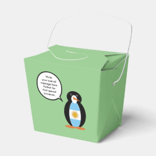 Argentine Flag Talking Ms. Penguin Take Out Favour Box