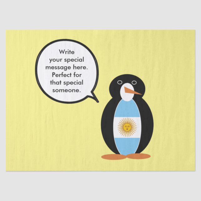 Argentine Flag Talking Ms Penguin  Tissue Paper (Front)