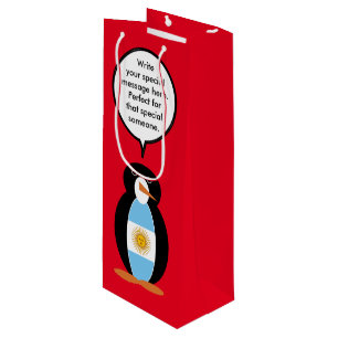 Argentine Flag Talking Ms Penguin Wine Gift Bag
