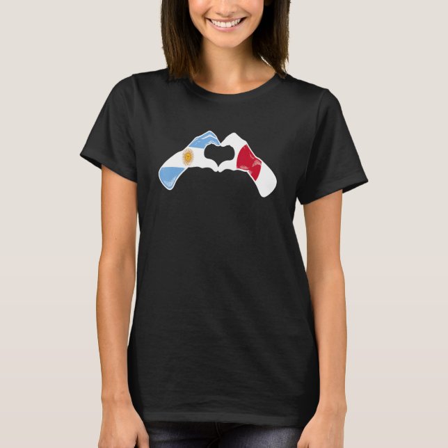 Argentine Japan Flag - Argentinian Japanese Heart_ T-Shirt (Front)