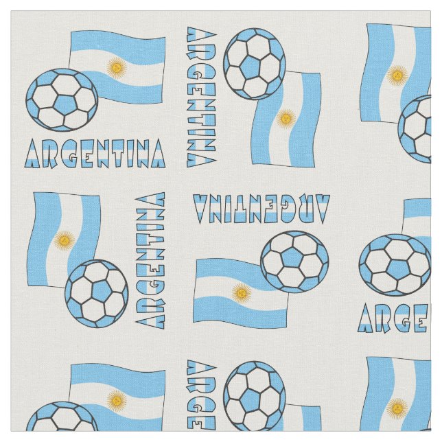 Argentine Soccer Ball and Flag Fabric (Close Up)