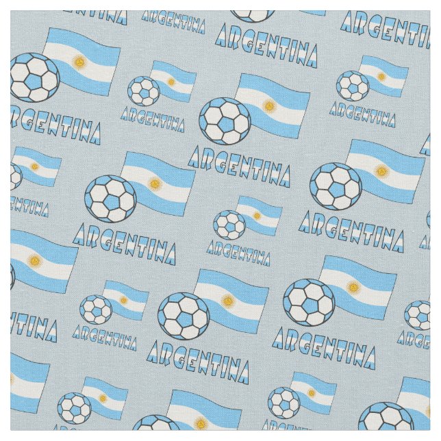 Argentine Soccer Ball and Flag Fabric (Close Up)