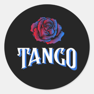 Argentine Tango Blue and Red Rose Classic Round Sticker