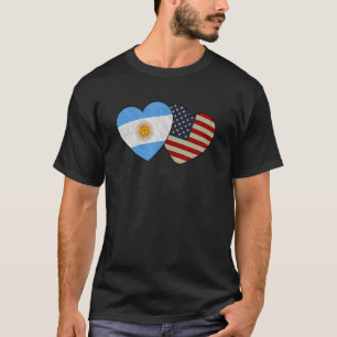 Argentinian American Couple Heart Love Flag Valent T-Shirt