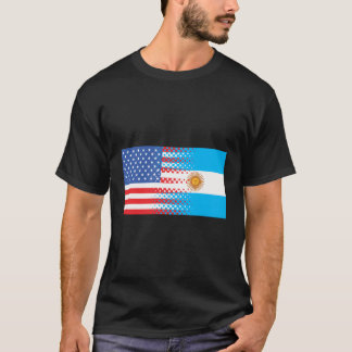 Argentinian American Flag Half Argentina Half Usa  T-Shirt