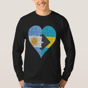 Argentinian Bahamian Flag Heart T-Shirt