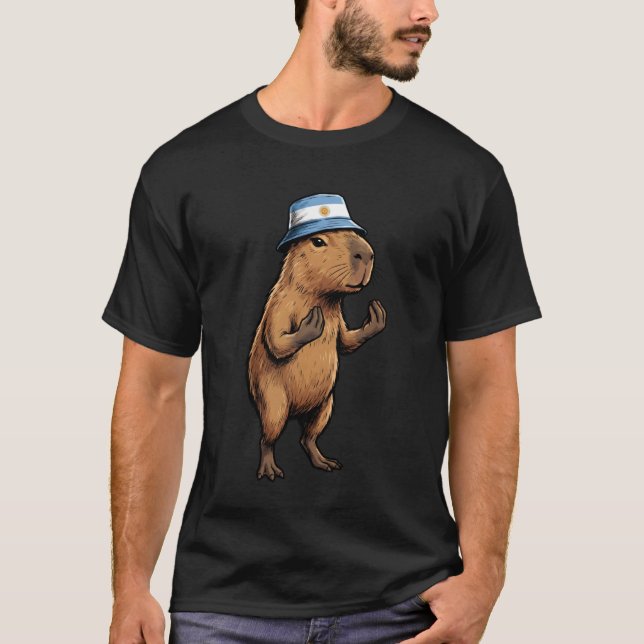 Argentinian Capybara Argentina Flag Funny Argentin T-Shirt (Front)