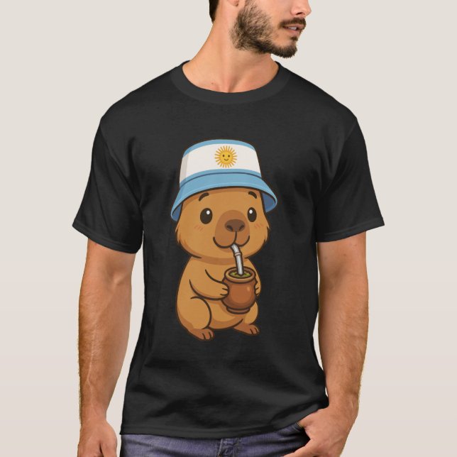 Argentinian Capybara Yerba Mate Kawaii Argentina C T-Shirt (Front)