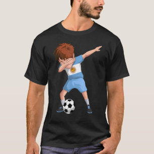 Argentinian Dabbing Soccer Boy Argentina Flag Foot T-Shirt