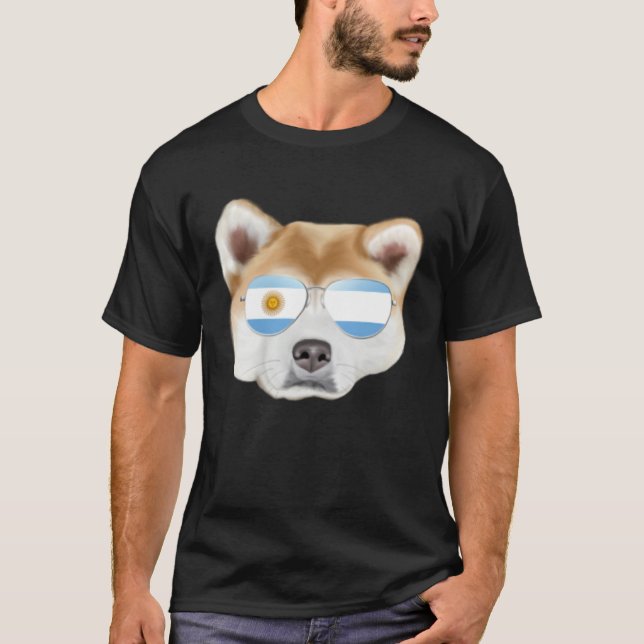 Argentinian Flag Akita Dog Argentina Pocket T-Shirt (Front)